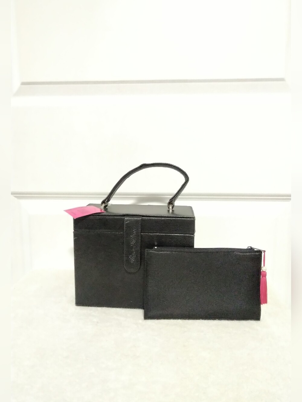 BRAND NEW Paris Hilton Black Top-Handle Bag With Zip Pouch